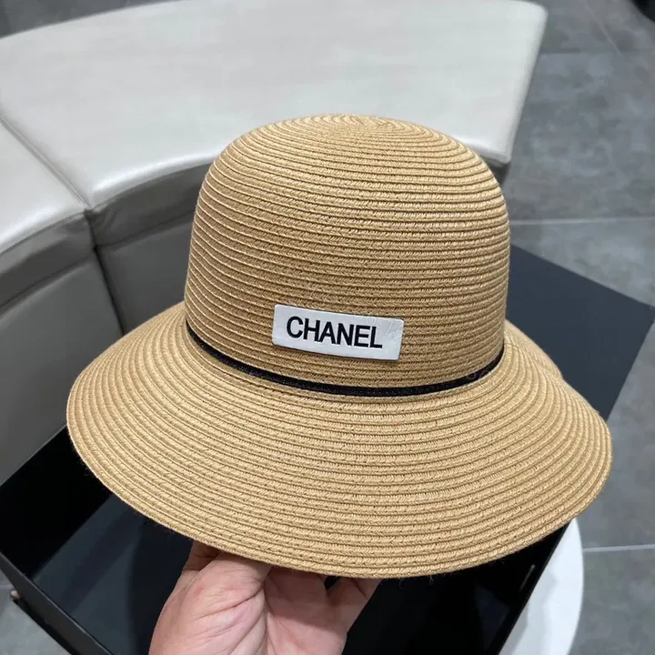 View 1 of Chic Straw Fedora with Chanel Patch â€” Lightweight, All-Season Elevation