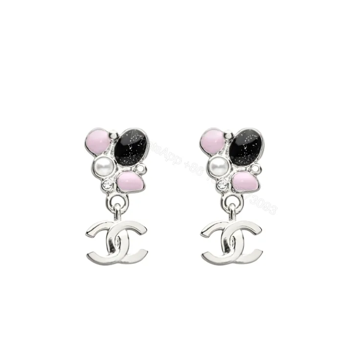 View 1 of Chanel Pearl And Stone Floral Earrings Silver