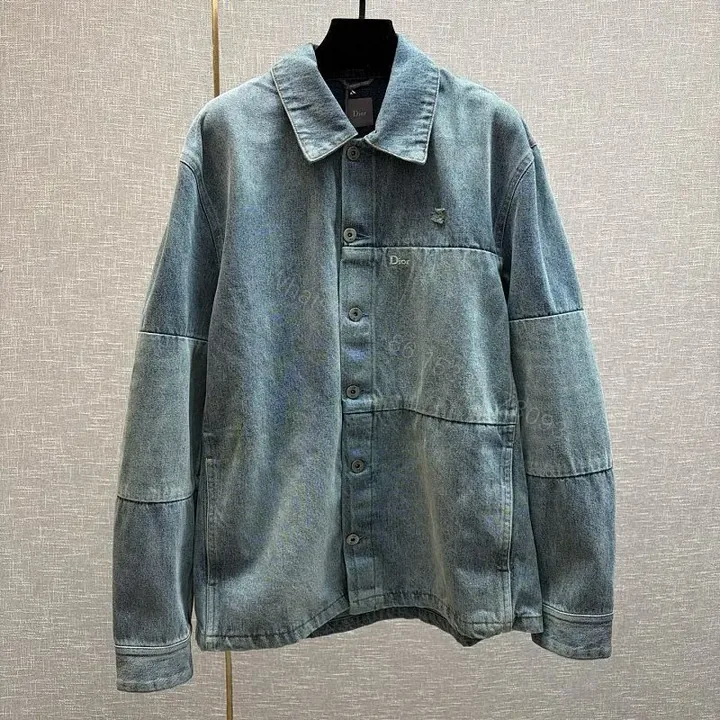 View 1 of Denim-Texture Button-Front Jacket: Subtle Luxury Unisex