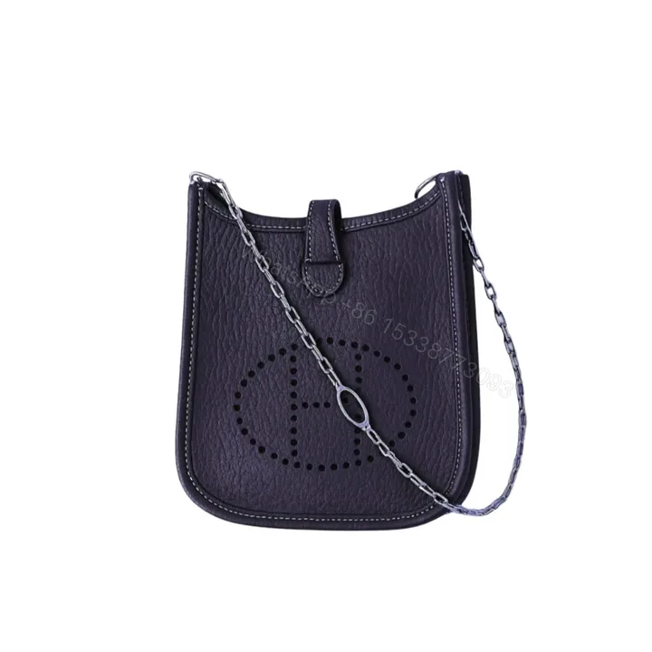View 1 of Hermes Mini Evelyne Bag Blue Nuit 17cm