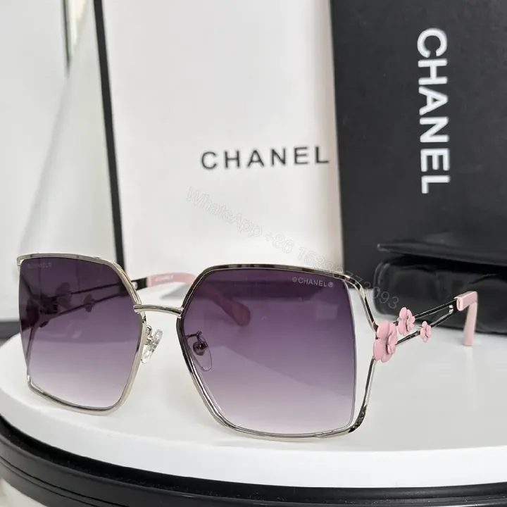 View 1 of Lavender Gradient Sunglasses with Floral Accents, Oversized Square