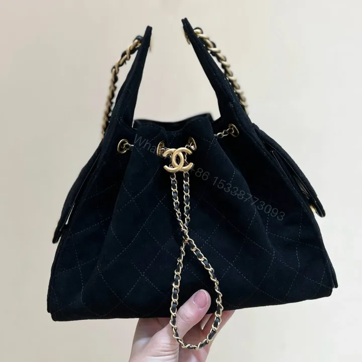View 1 of CHANEL 25 HANDBAG 30 IN BLACK SUEDE GOLD HARDWARE