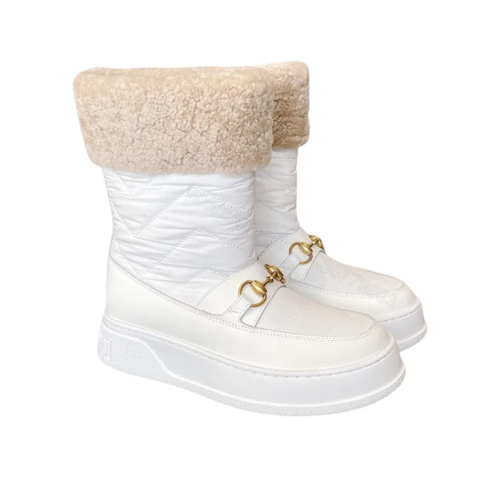 View 1 of GUCCI HORSEBIT CHEVRON QUILTED BOOTS WHITE
