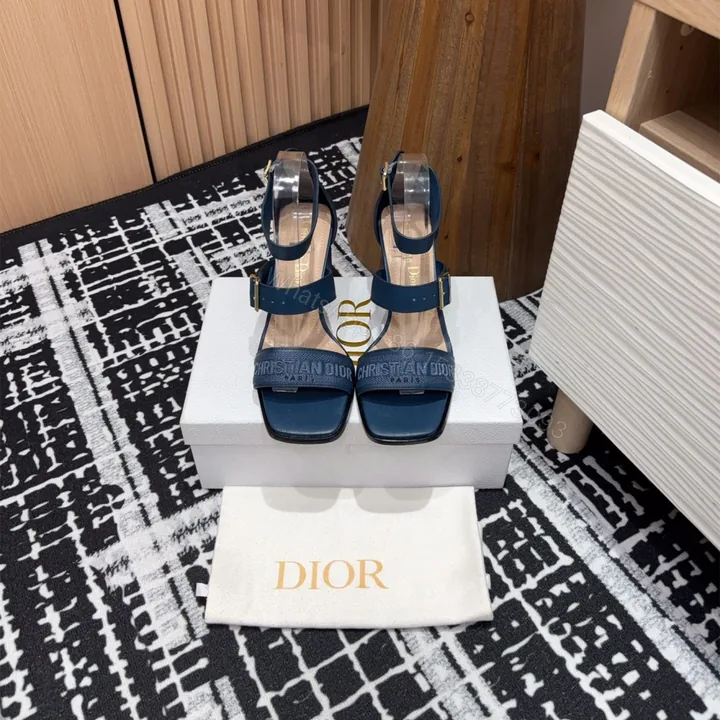 View 1 of 高仿Dior*Dway3系列KDO185高跟刺繡涼鞋藍色免檢版