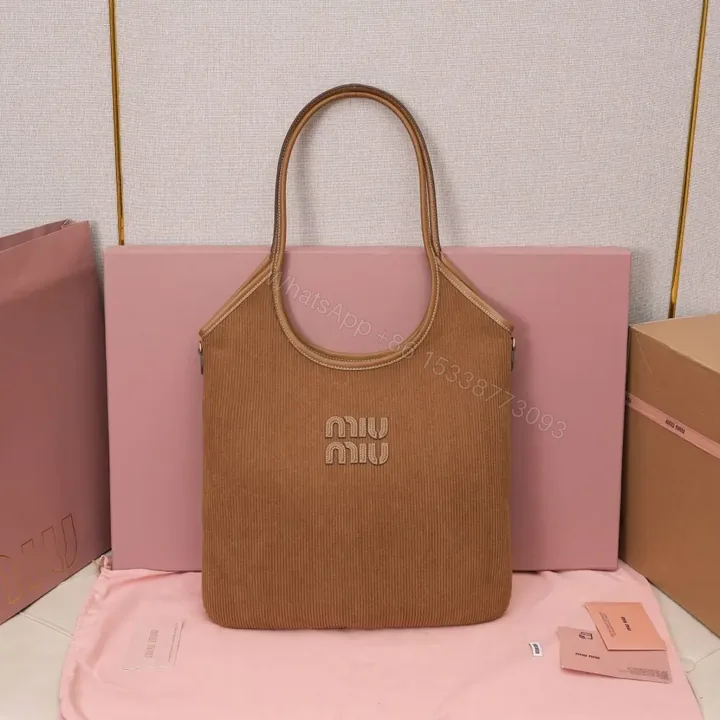 View 1 of 高仿miumiu繆繆*IVY系列5BG231限定款Tote包肉桂棕免檢版