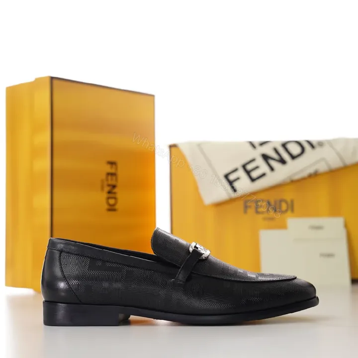 View 1 of Black Embossed Leather Loafers with Buckle - Everyday Luxury Shoes