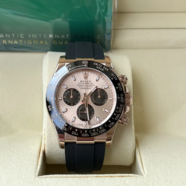 View 1 of Rolex A貨 男款 Daytona 粉面黑圈橡膠帶計時腕錶 個性潮流款