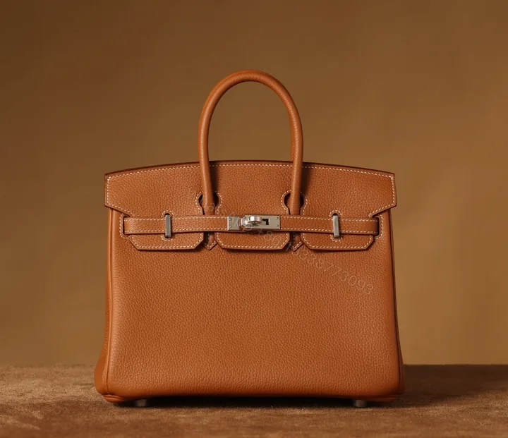 View 1 of 獨家正品級別高仿HermesBirkin25系列金棕銀扣