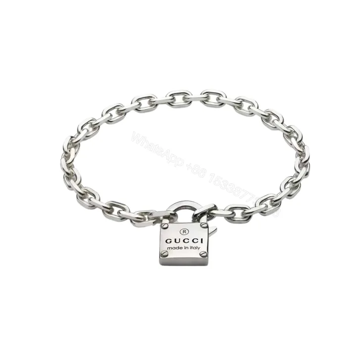 View 1 of GUCCI TRADEMARK SILVER CHAIN ​​BRACELET WITH PADLOCK