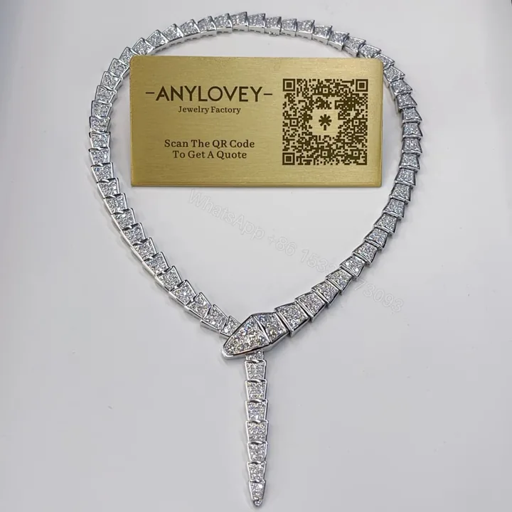 View 1 of 18K White Gold Bvlgari Serpenti Viper Necklace Pave Diamonds 348165
