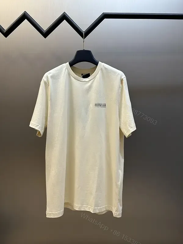 View 1 of Cream Off-White Silk-Soft Tee with Small Chest Logo Tee