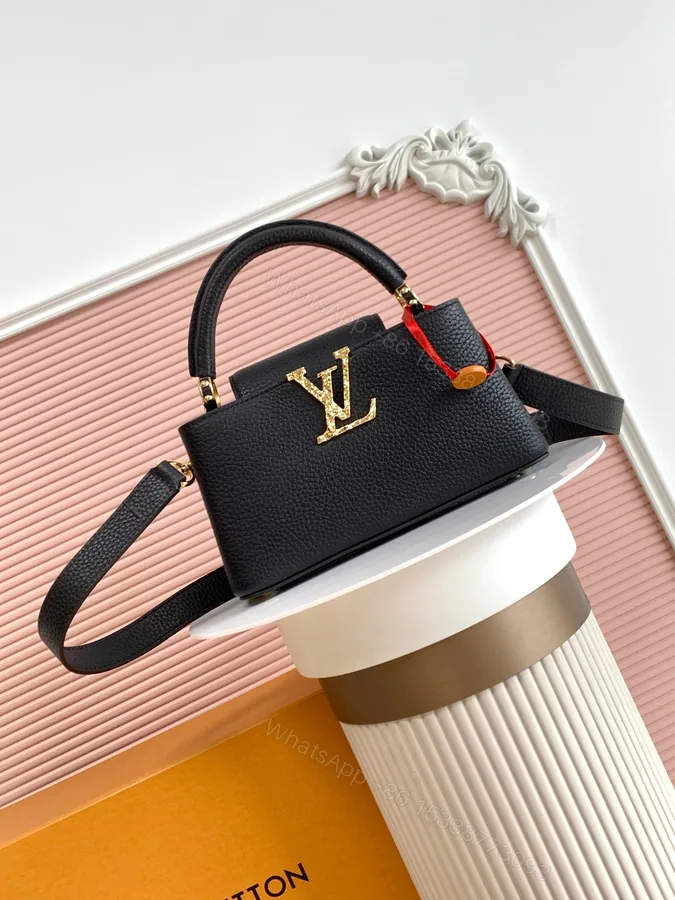 View 1 of LV原單女士手提包黑色金扣晶鑽Logo精品百搭款