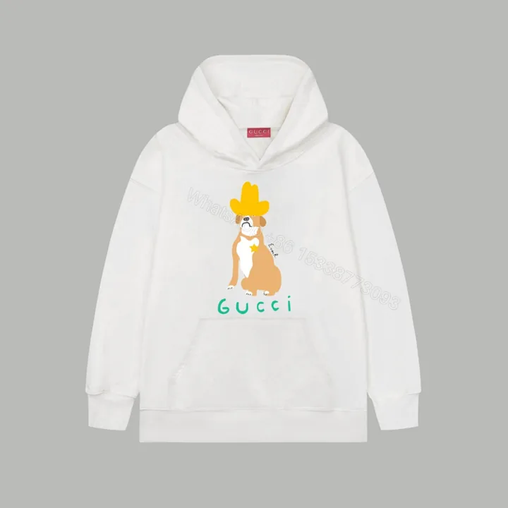 View 1 of Gucci一比一連帽上衣白色狗狗插畫設計男士日系潮風