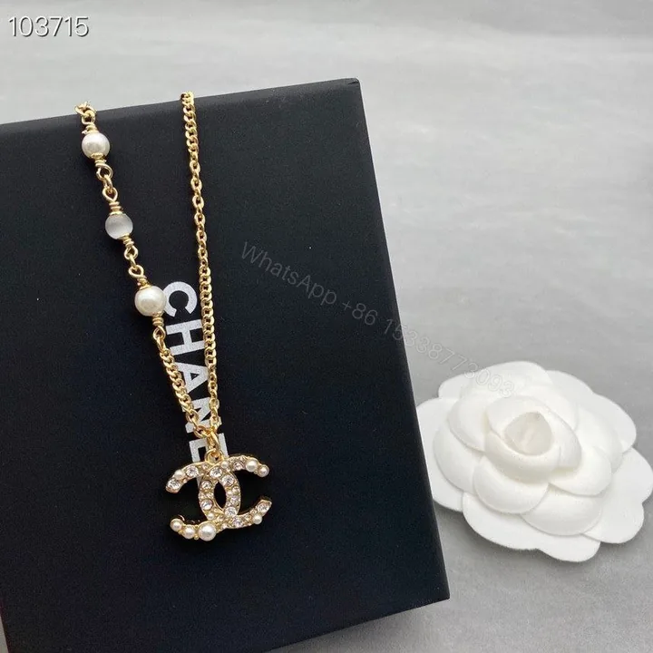View 1 of Chanel Vintage Rhinestone Classic Cc Necklace