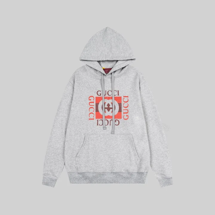 View 1 of Gucci一比一男女連帽衛衣 灰色經典LOGO設計 寬鬆潮流剪裁