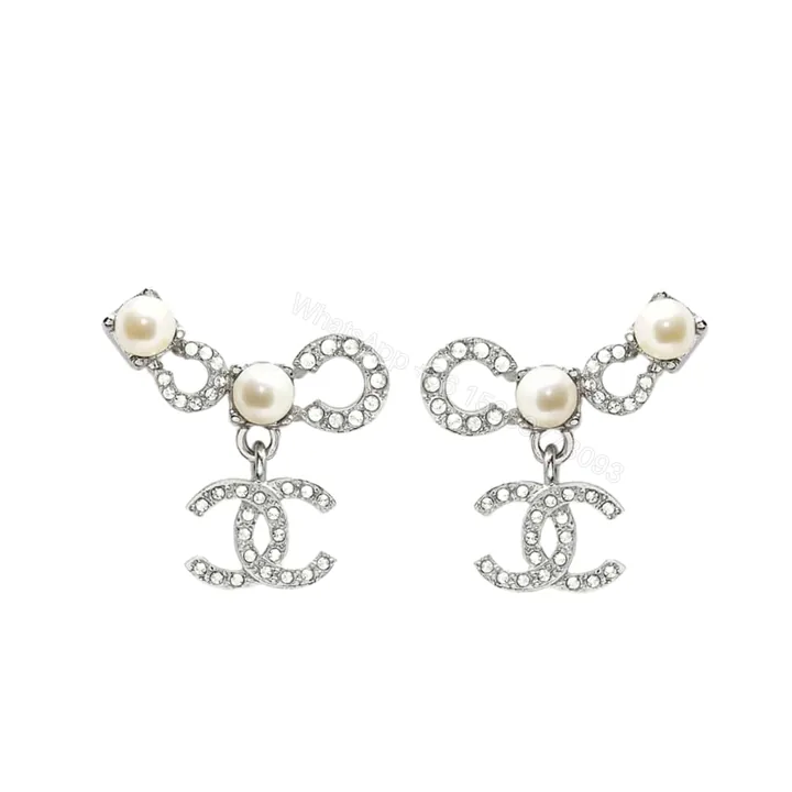 View 1 of CHANEL EARINGS PEARLY WHITE AND CRYSTAL SILVER ABF732 B20573 U0937
