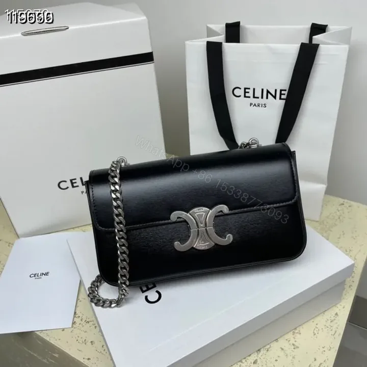 View 1 of Compact Leather Crossbody with Chain Detail