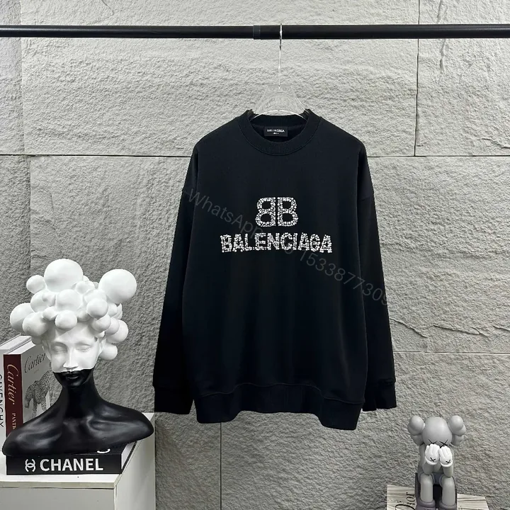 View 1 of Black Fleece Logo Crewneck: Crystal-Embellished Luxe Sweatshirt