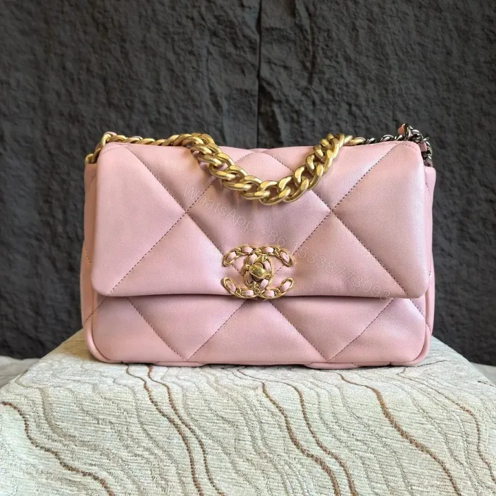 View 1 of CHANEL 19 Small Bag in Pink Gold Hardware