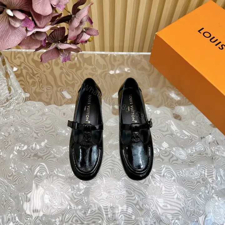 View 1 of LV Women Black Patent Leather Loafers
