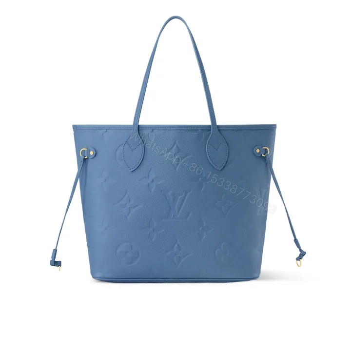 View 1 of Louis Vuitton Neverfull MM Tote Bag Monogram Empreinte Bleu Jean 31cm M27358