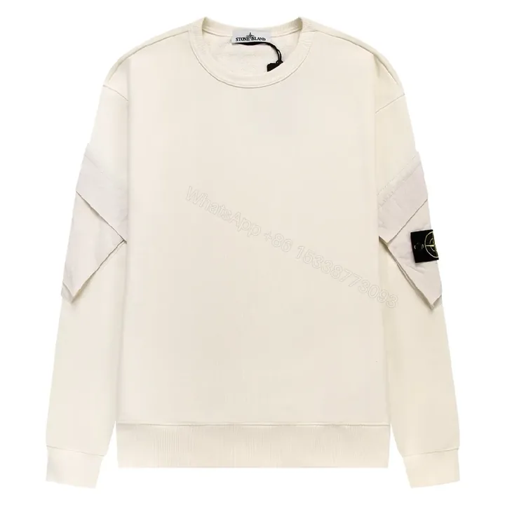 View 1 of Minimalist Off-White Cotton-Jersey Crewneck with Arm Panels