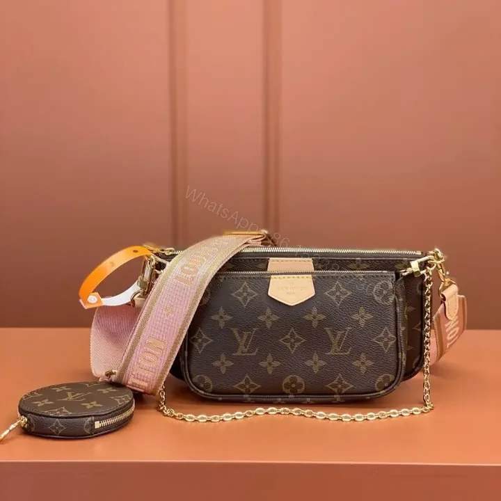 View 1 of Louis Vuitton LV Multi Pochette Handle Monogram Handbags 24x16x6cm