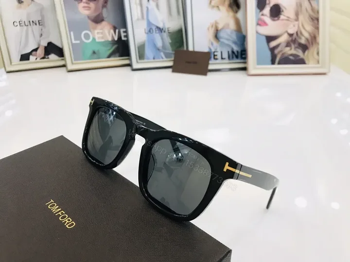 View 1 of Black Italian Acetate Tom Ford Sunglasses â€“ Square Frames, Gold T Accents