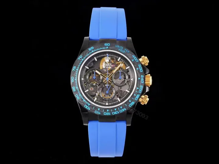 View 1 of Best Rolex Daytona Skeleton Blue replica 40MM Blue Rubber Strap Edition RLX-DAYTONA-SKELETON-BLUE-40MM-BLUE-RUBBER-STRAP