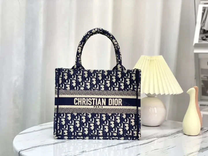 View 1 of Navy Dior Oblique Tote: Signature Pattern, Everyday Luxury