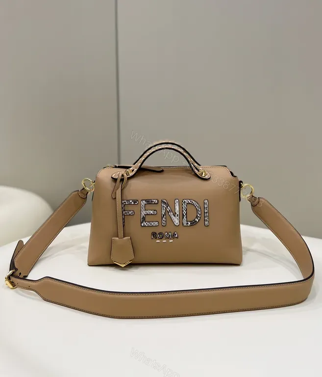 View 1 of Bold Fendi Logo Compact Leather Handbag - Luxury Everyday Style