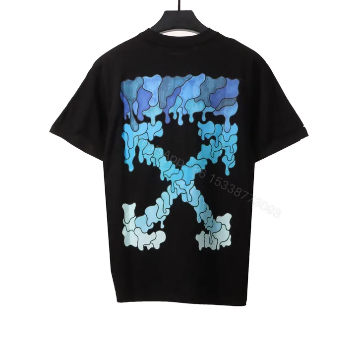 View 1 of Off-White Melting Arrow Print T-Shirt Black Blue(Free Shipping)
