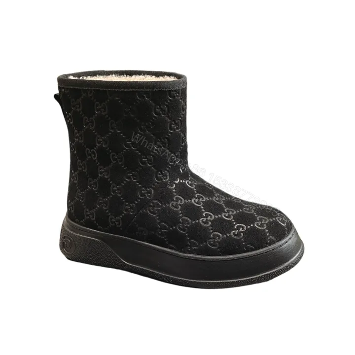 View 1 of GUCCI WOMEN’S BOOT GG SUDE CANVAS BLACK