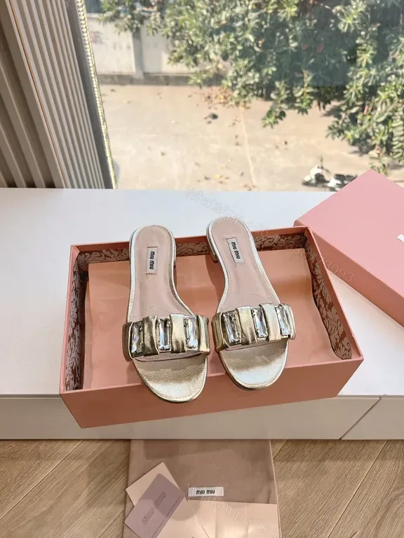 View 1 of Shimmer Metallic slides with Statement Buckle - Luxury Sandals