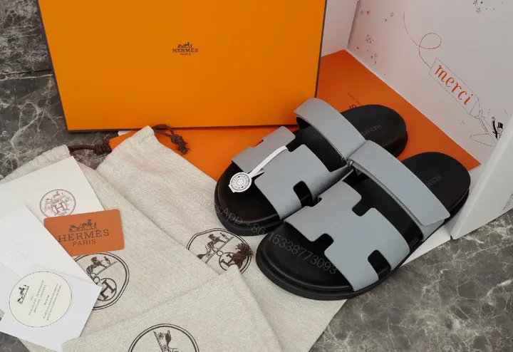 View 1 of Patterned Leather Sandals + Premium Leather + Modern Strap + Interlocking Design + Sandals