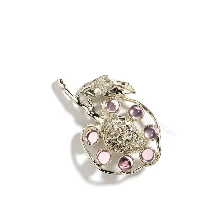 View 1 of Chanel Brooch Metal Glass And Strass Gold Pink