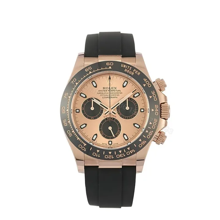 View 1 of Rolex Daytona 18K Rose Gold Ceramic Oysterflex Watch 116515LN Replica