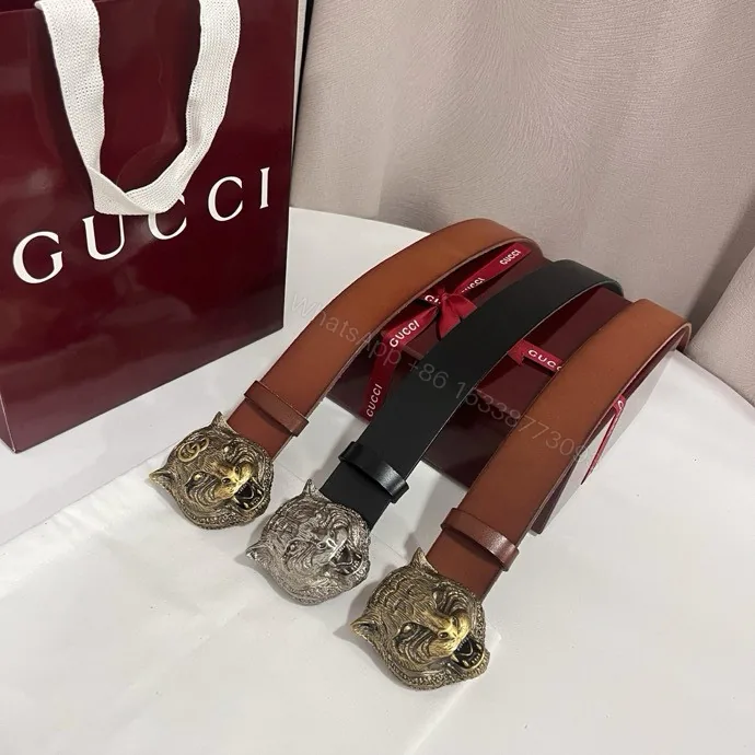 View 1 of Gucci A貨老虎頭皮帶系列 三色真皮野性風格男款
