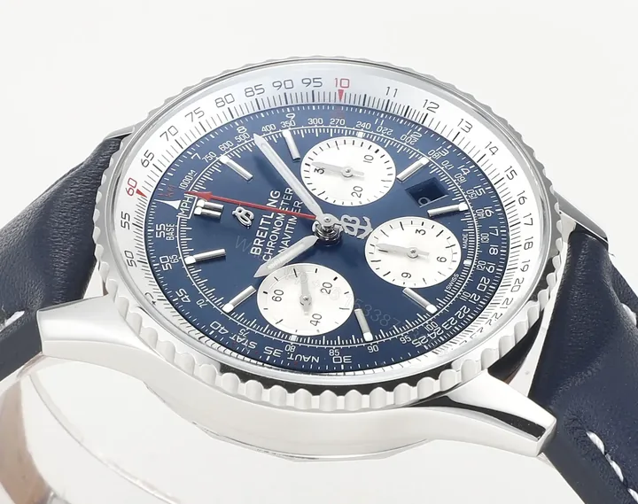 View 1 of JF Factory Breitling Navitimer 1 B01 Chronograph – Blue Dial, Stainless Steel Case, Leather Strap