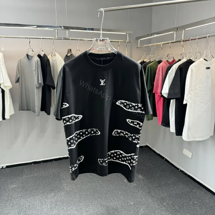 View 1 of LV 高仿裂紋 Monogram 多層視覺短袖|高質感立體印花街頭款