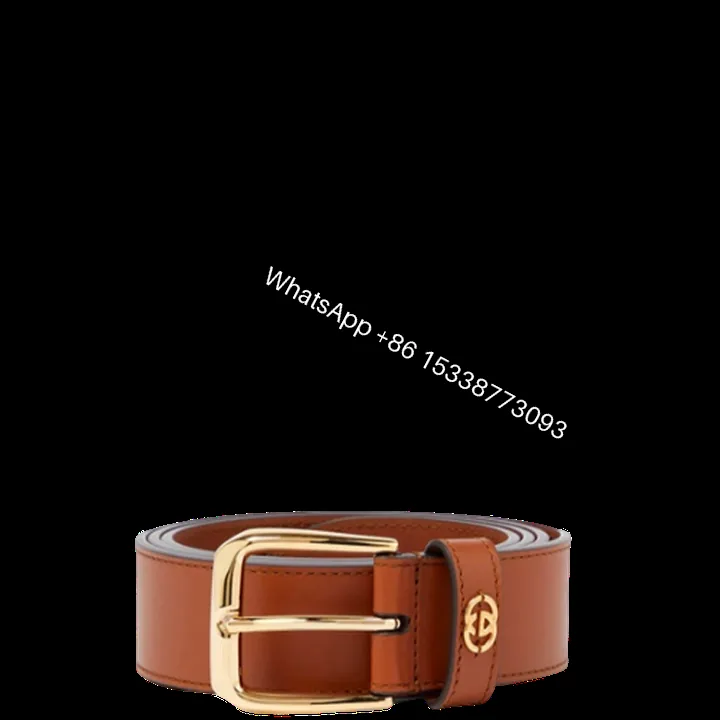 View 1 of GUCCI BROWN BELT WITH SQUARE BUCKLE AND INTERLOCKING G GOLD MEATL 35MM