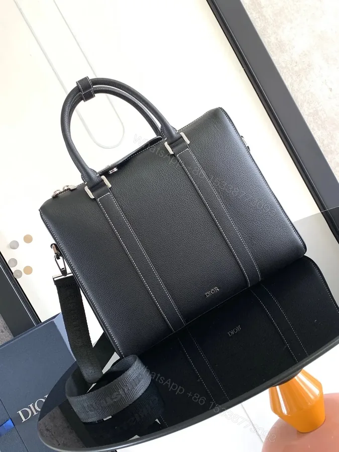 View 1 of Dior Lingot Briefcase in black grained calfskin leather