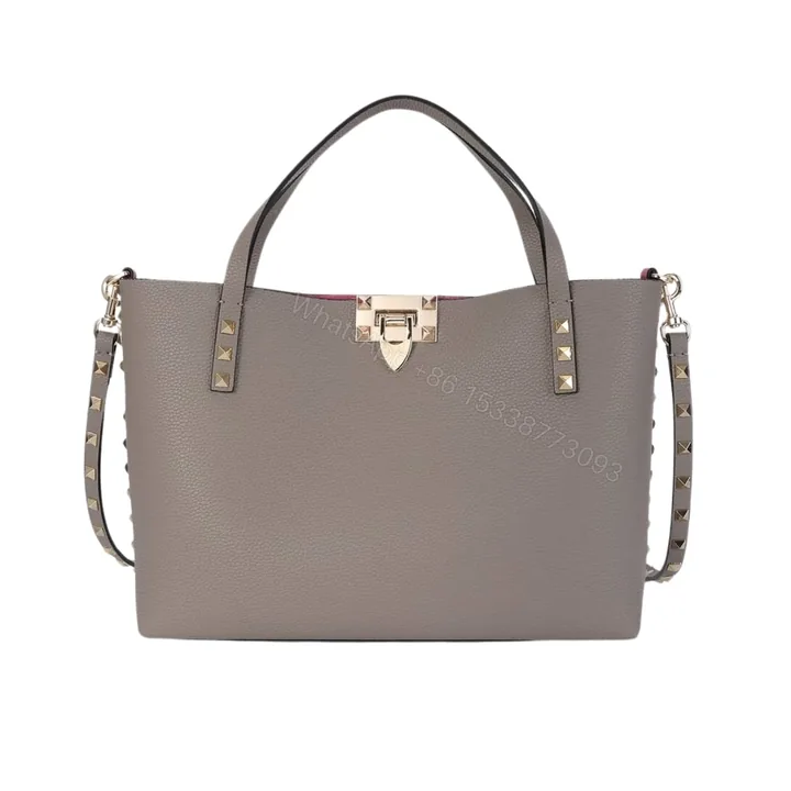 View 1 of VALENTINO GARAVANI ROCKSTUD SMALL TOTE BAG GREY GENUINE 28CM