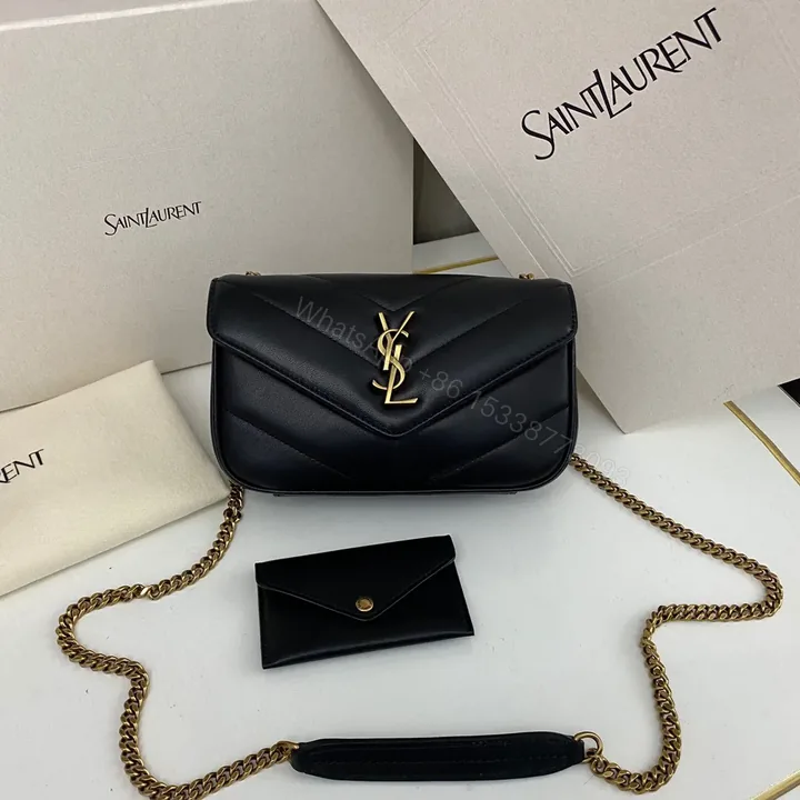 View 1 of YSL Loulou medium in Matelassé Lambskin Black