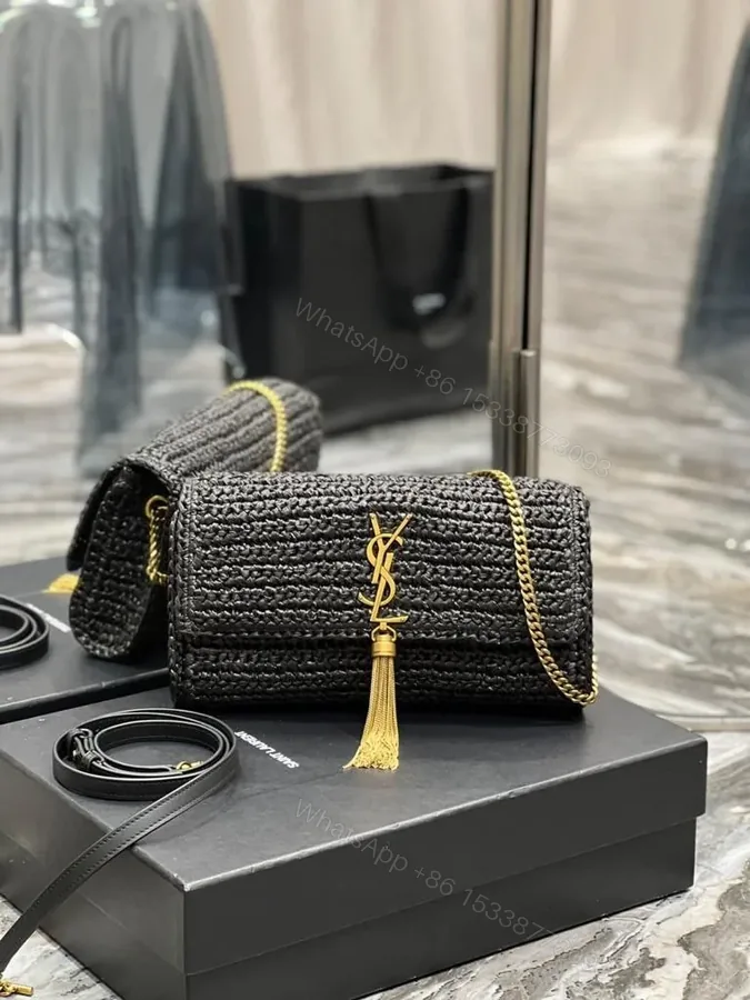 View 1 of Saint Laurent Raffia Crossbody Bag