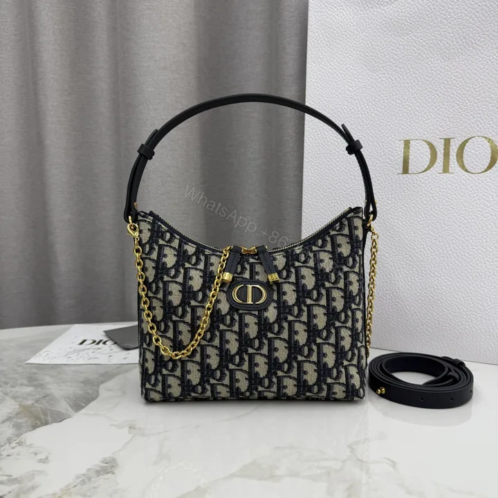View 1 of Dior高仿30 Montaigne半月包 老花織布款 女用拉鍊肩背小包