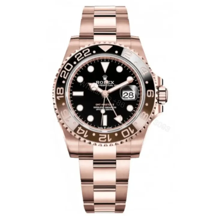 View 1 of Super Clone Rolex GMT Master 2 Rose Gold – Black Dial