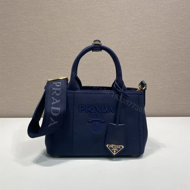 View 1 of 高仿Prada*1BA038刺繡徽標Tote手袋深藍Mini免檢版