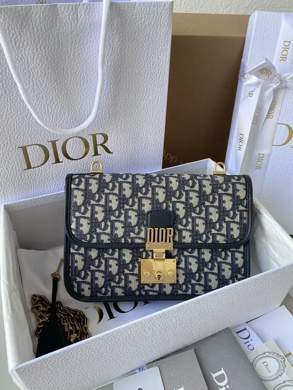 View 1 of Black Jacquard Mini Satchel: Dior-Inspired with Gold DIOR Lock