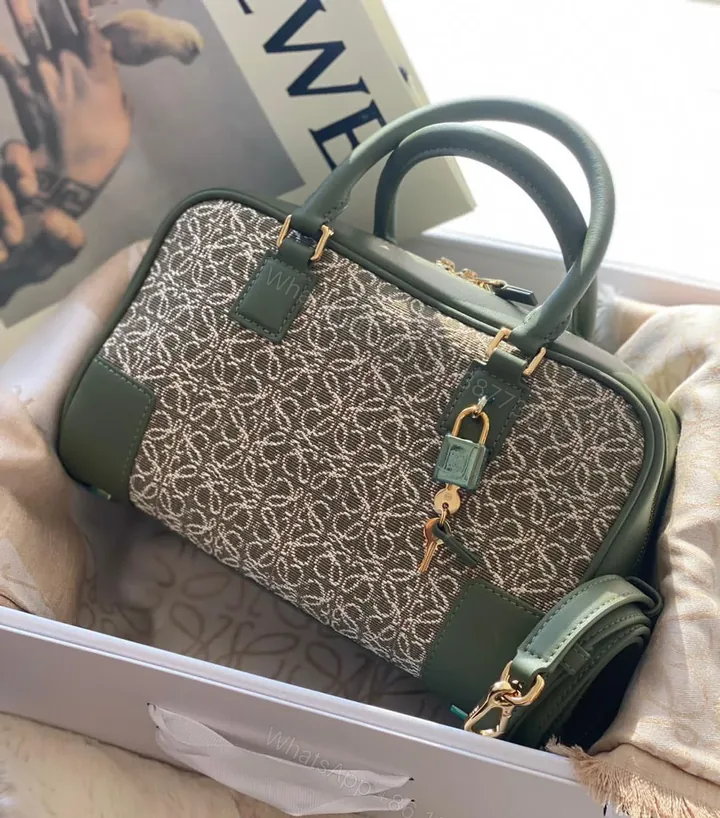 View 1 of Military Green Jacquard Tote Bag – Super Master Quality | Luxury Anagram Tote l oe we